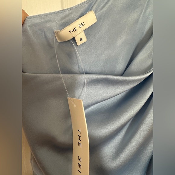 NEW The Sei x revolve Asymmetric Midi Dress in Sky-4 - Picture 4 of 9